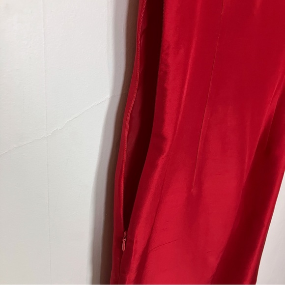 Vintage Bob Mackie Studio red silk midi dress sheath tank sleeveless cocktail - Picture 5 of 7